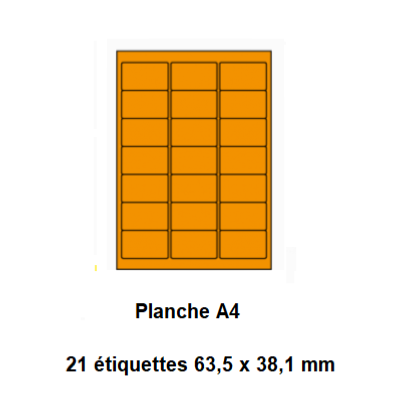 Etiquettes En Planches A4, Papier Couleur Adhésif Permanent, Orange