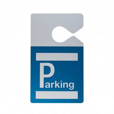 Badge parking avec accroche rétroviseur bleu - IDS75 (lot de 100)